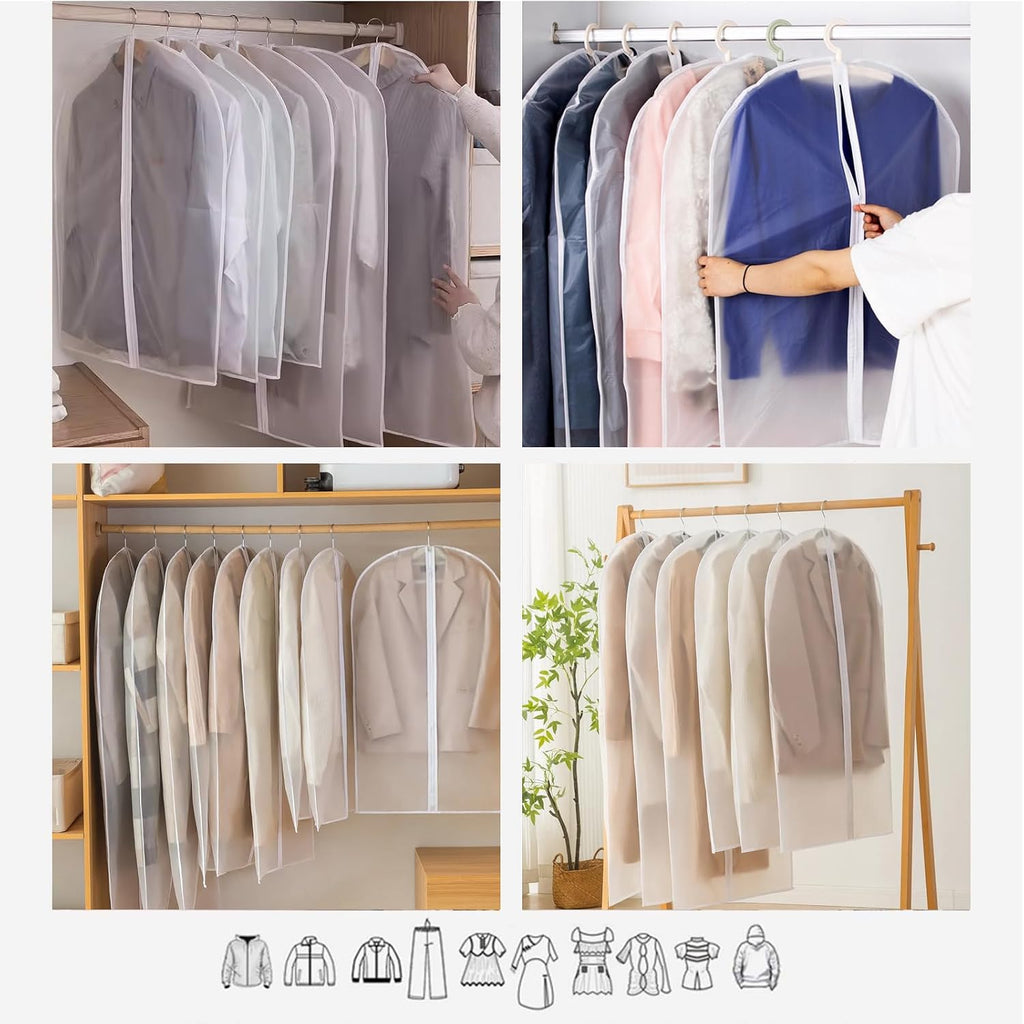6er Set Kleidersaecke 120x60 cm transparent mit Reissverschluss 80cm-120cm
