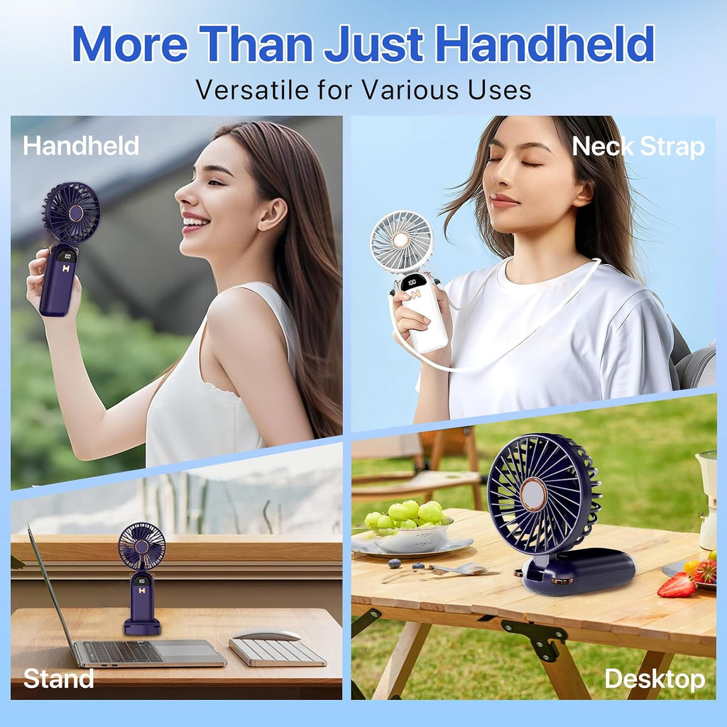 Tragbarer Mini Handventilator Akku USB wiederaufladbar faltbar Weiss