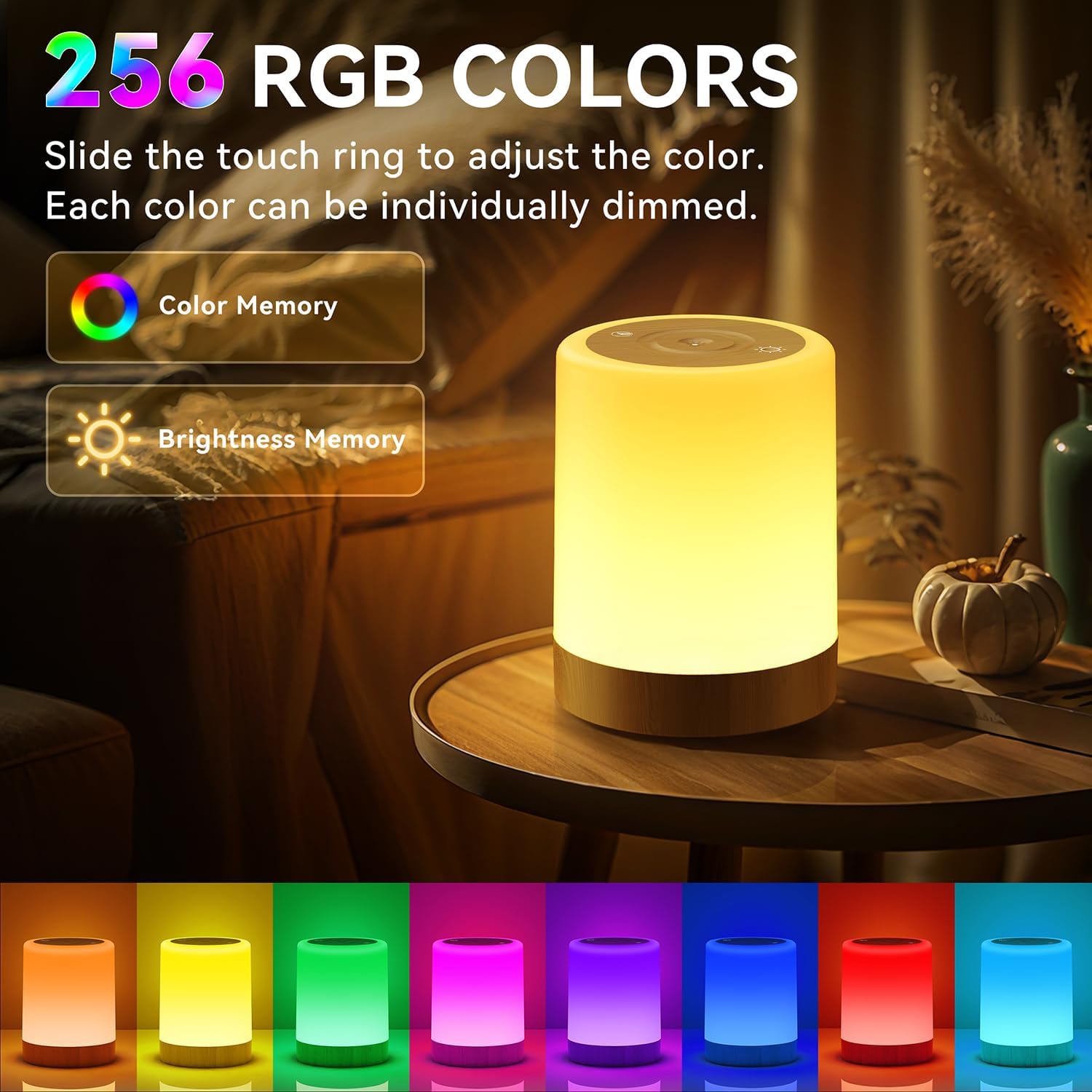Auxmir Nachtlicht Touch dimmbar 256 RGB Farben, 3000mAh, kabellos