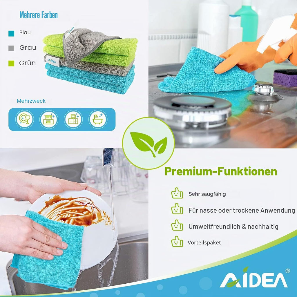 AIDEA Mikrofasertuecher 100 Stueck Reinigungstuecher Haushalt 30x30 cm