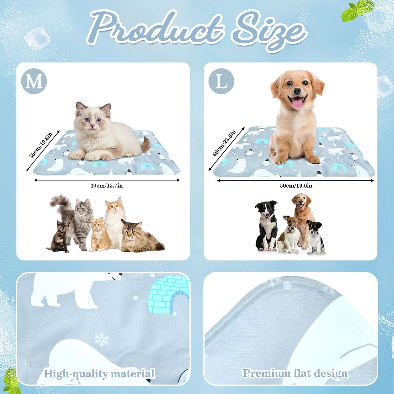 Selbstkuehlende Kuehlmatte 1cm fuer Hunde Katzen wasserdicht wiederverwendbar
