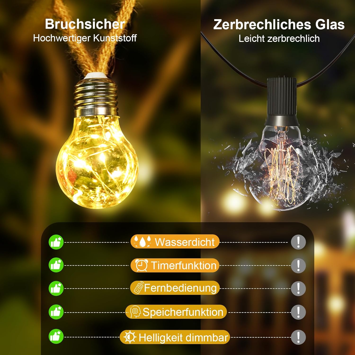 Goffii Solar Lichterkette Aussen 20 LED 12,5 m warmweiss 8 Modi Timer