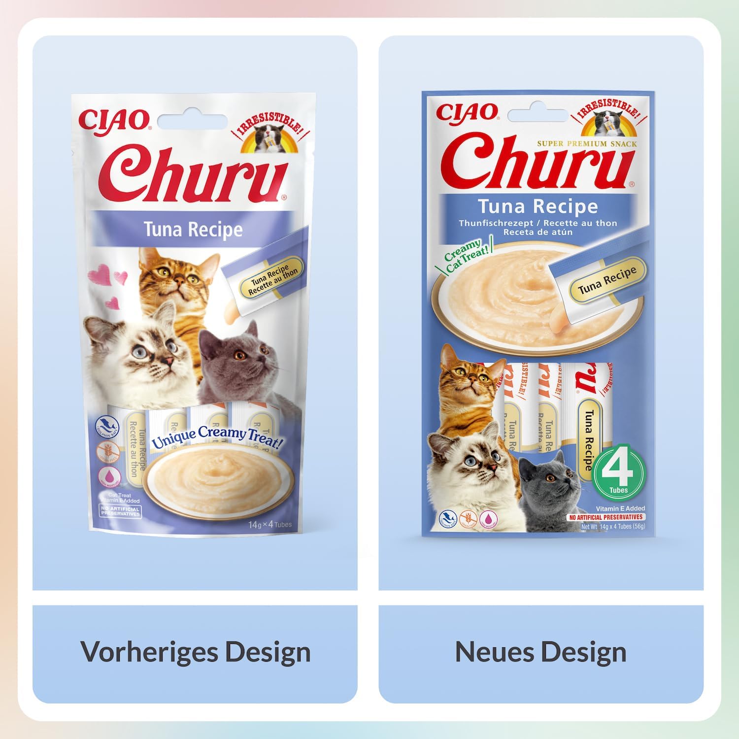 INABA Churu cremige Katzenleckerlies Thunfisch Tube, 30% Fisch, getreidefrei