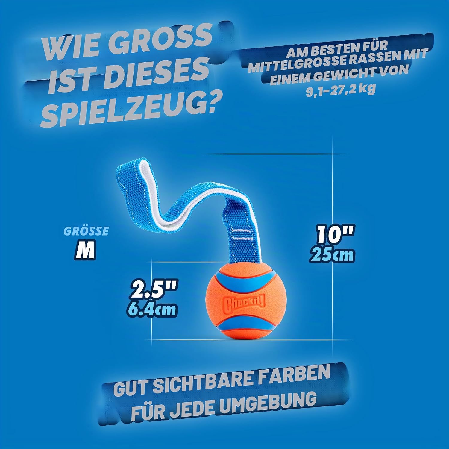 Chuckit! Ultra Tug Hundespielzeug Ball mit Zugseil Medium