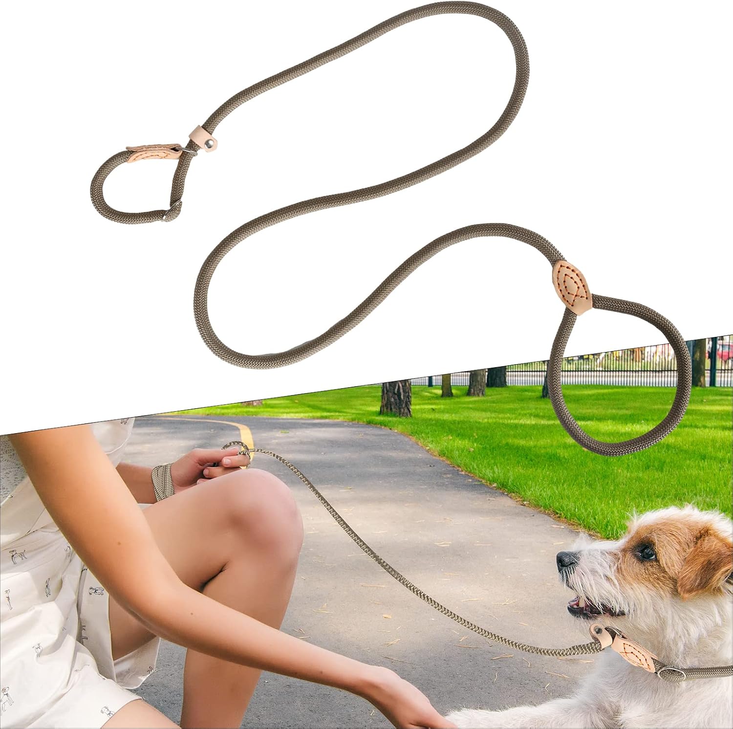 Moxonleine 120 cm geflochten mit Zugstopp und weichem Griff für Hunde