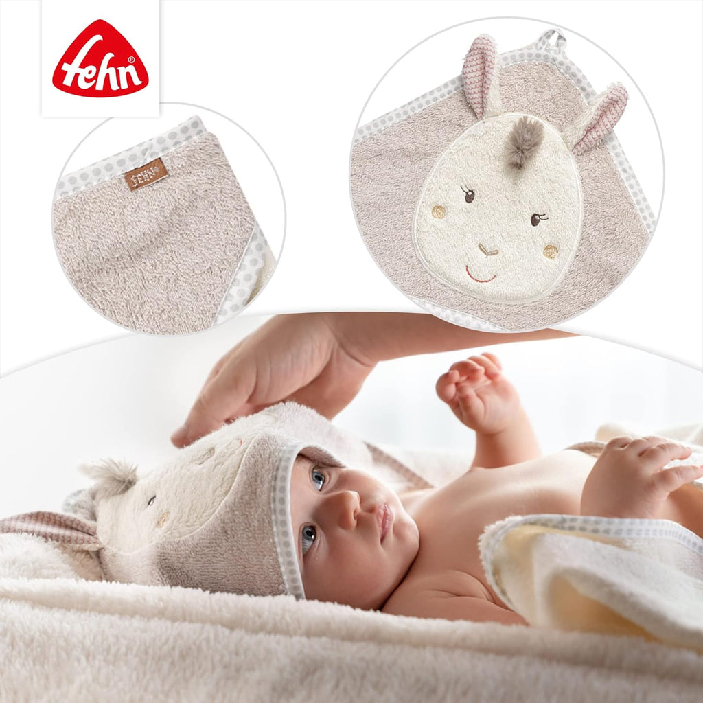 Kapuzenhandtuch Baby Lama 90x90 cm Kuscheliges Badetuch fuer Neugeborene