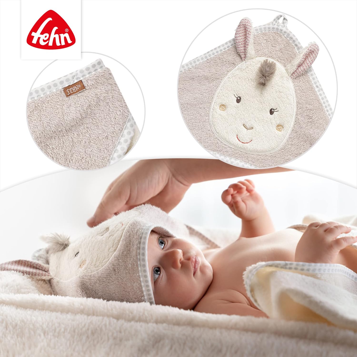 Kapuzenhandtuch Baby Lama 90x90 cm Kuscheliges Badetuch fuer Neugeborene