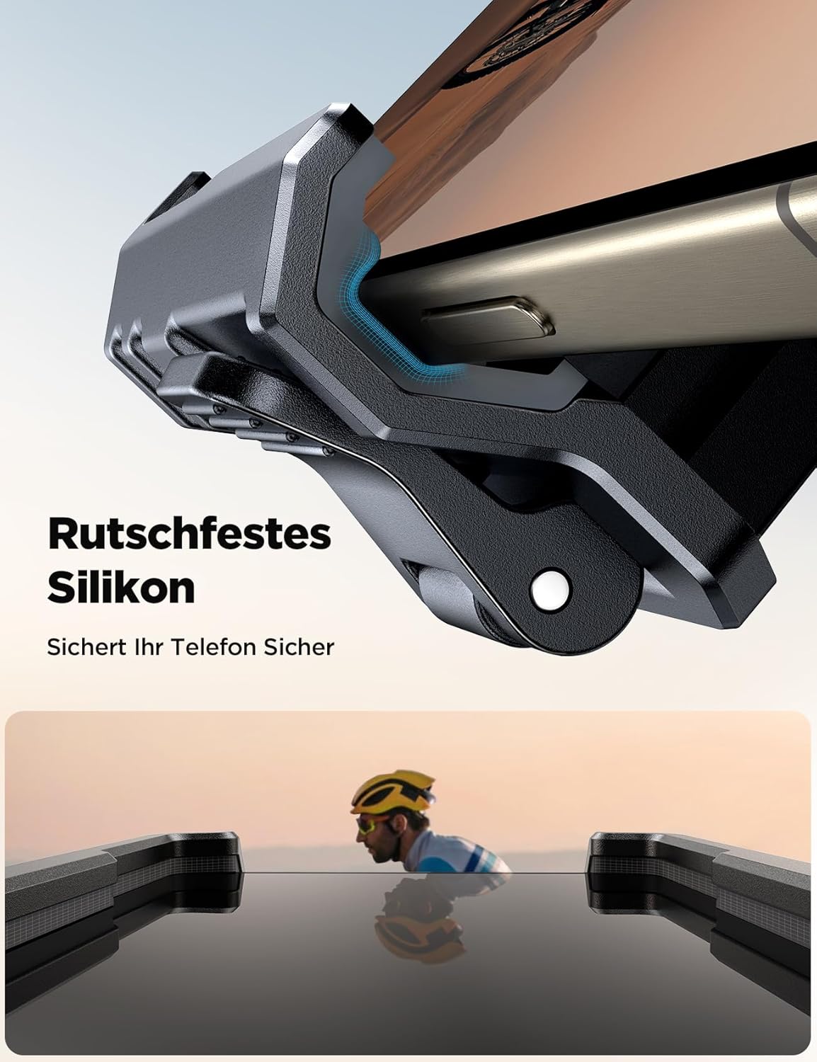 Fahrrad Handyhalterung mit Vibrationsdaempfer Schnellspanner universal