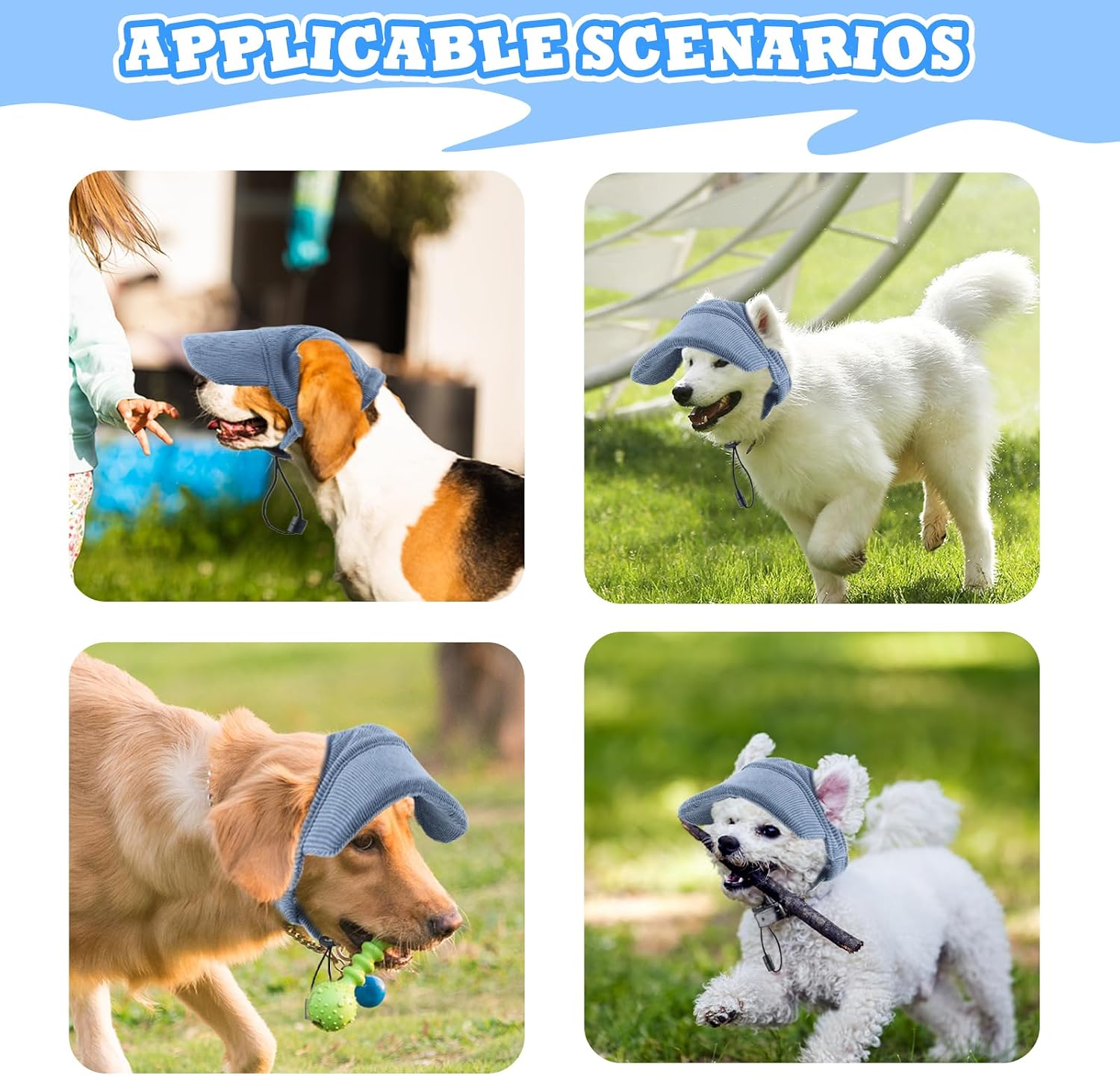 Hundehut verstellbar XS-XL mit Ohrloechern Sonnenschutz Baseballmuetze