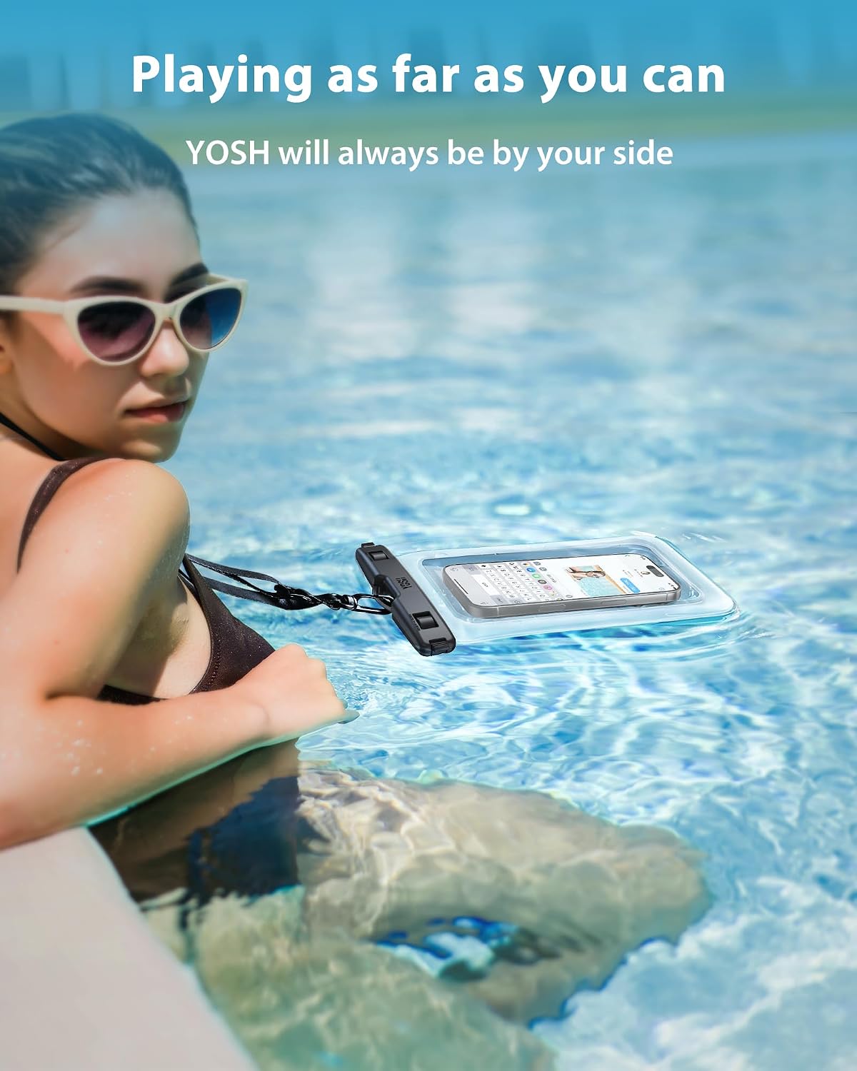 YOSH wasserdichte Handytasche bis 8,5" 2er Set fuer Bootfahren Unterwasser iPhone