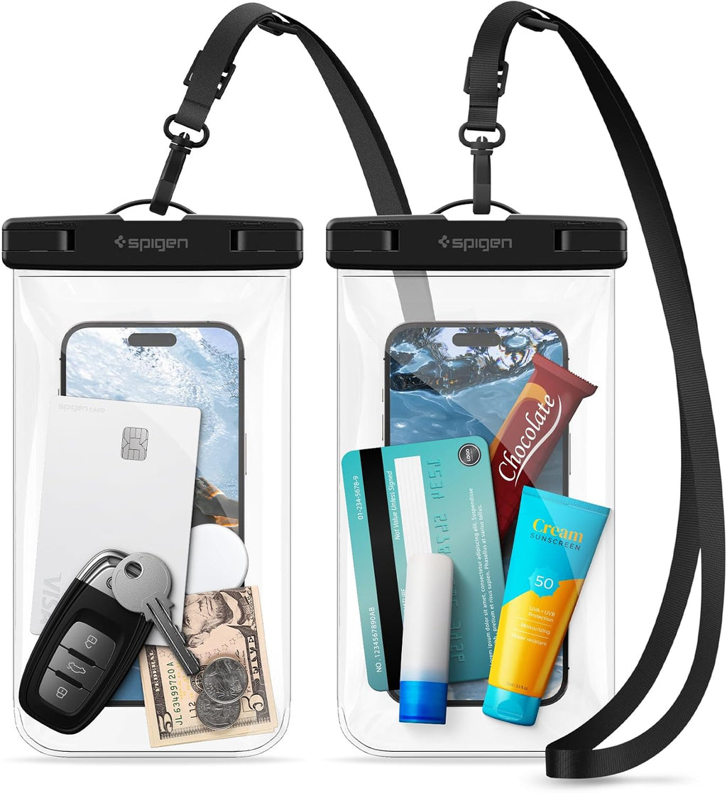Spigen schwimmende wasserdichte Handyhuelle IPX8 bis 7" schwarz, 2er-Pack