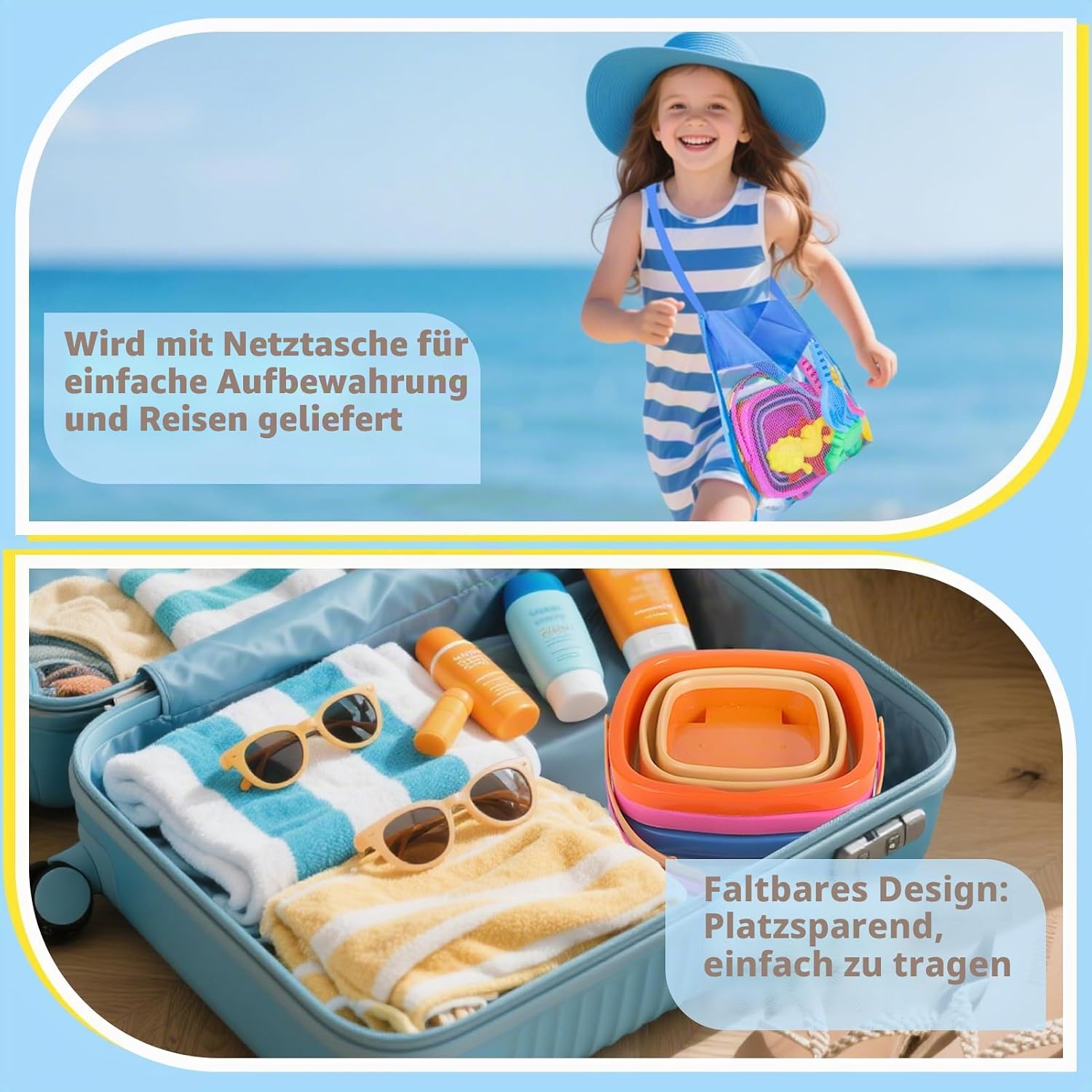 Sandspielzeug Set 14-tlg. Kinder Strandspielzeug mit Eimer Foermchen Schaufel