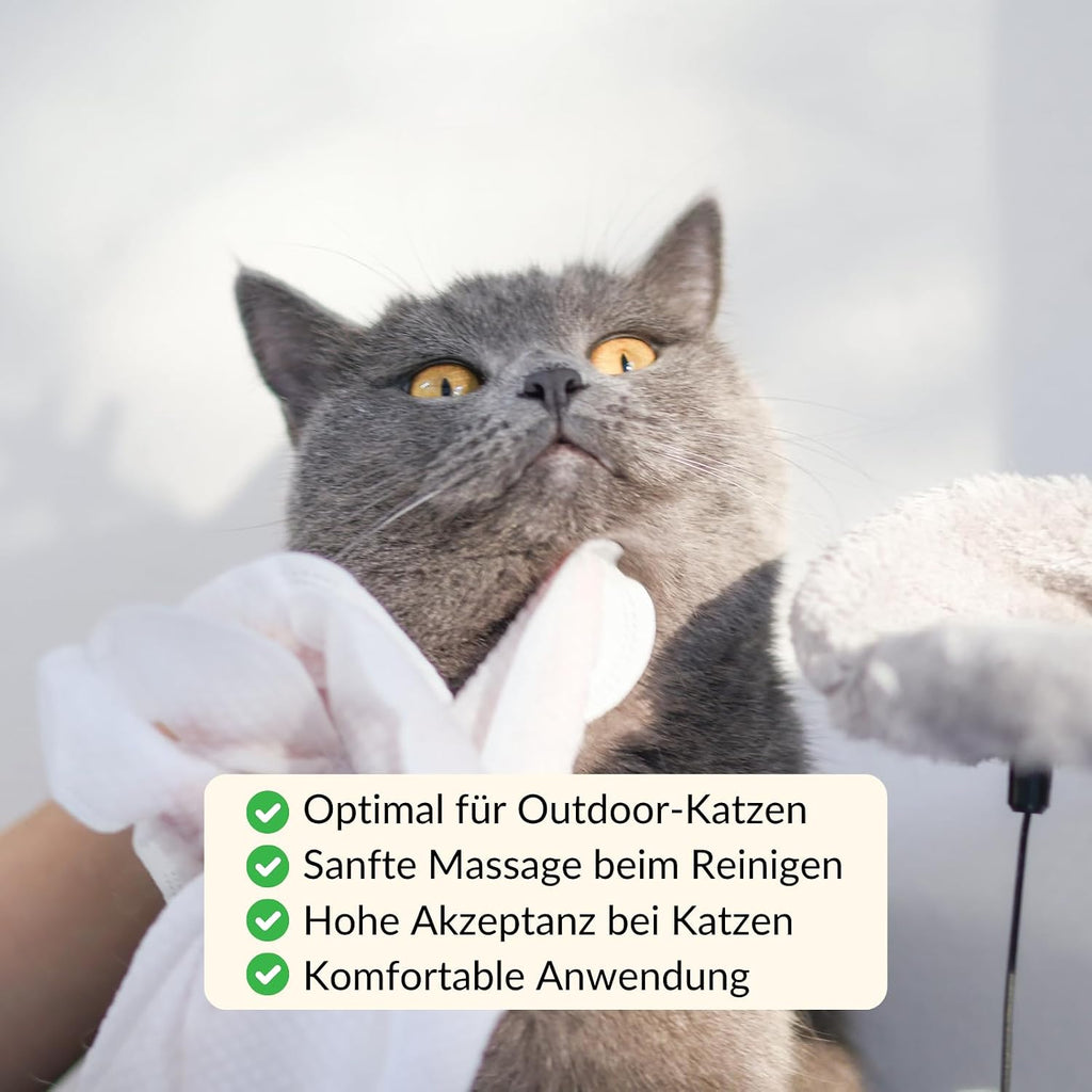 Feuchttuecher fuer Katzen und Hunde XXL 36 Stueck Handschuhe Fellpflege Massage