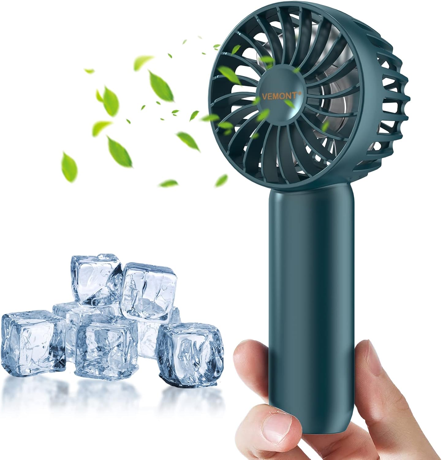 VEMONT Handventilator USB wiederaufladbar 3 Geschwindigkeiten tragbar batteriebe