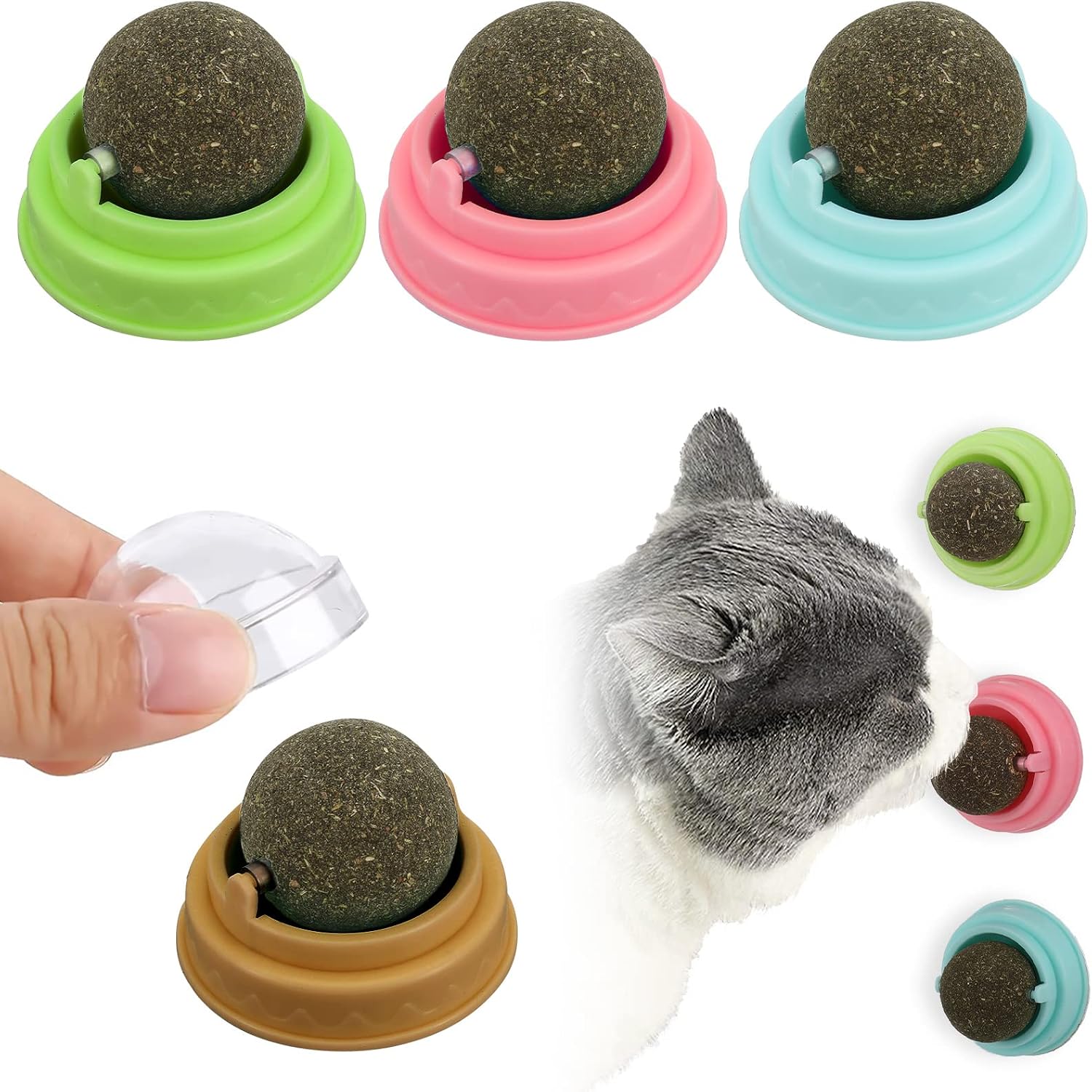 4er Set Katzenminze Spielbälle drehbar | Catnip Balls für Katzen