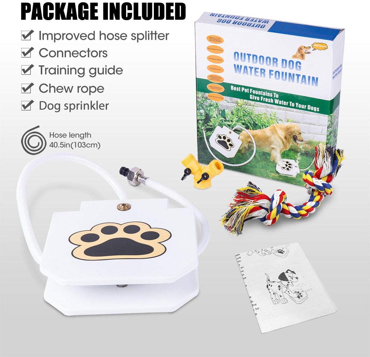 BACOENG Hundetrinkbrunnen Outdoor Gartenbrunnen mit verbessertem Messing-Ventil