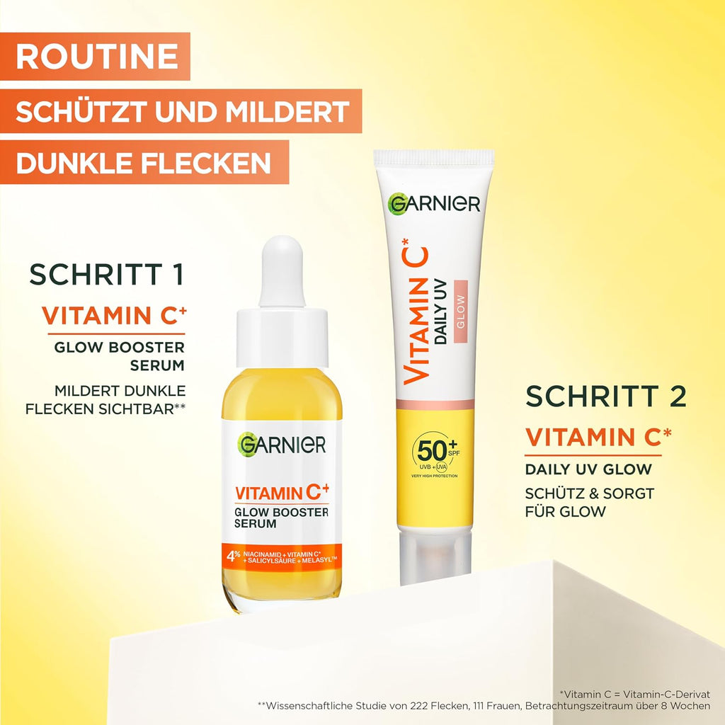 Garnier Vitamin C Sonnenfluid LSF 50+ Gesicht Hals 40 ml Vegan Daily UV Glow