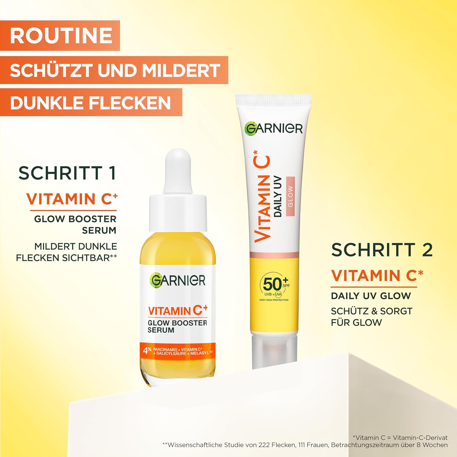 Garnier Vitamin C Sonnenfluid LSF 50+ Gesicht Hals 40 ml Vegan Daily UV Glow