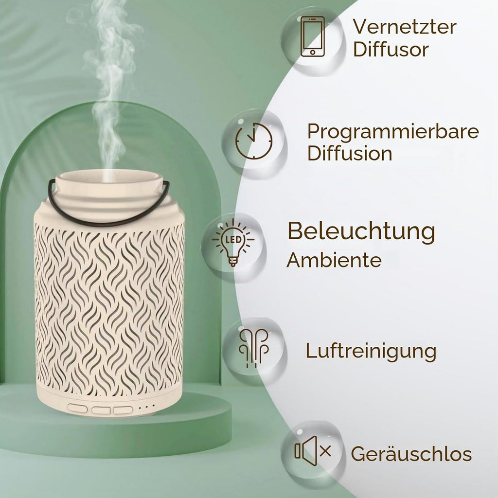 Zen Arôme WLAN Aroma Diffuser Holz Keramik kompatibel mit Alexa Google Home
