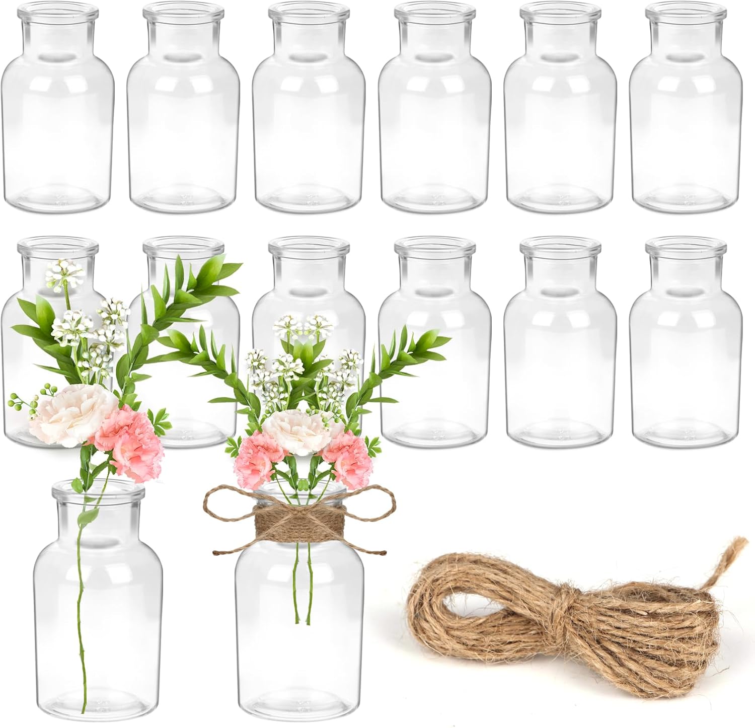 Keramikvase 20 cm hoch - kleine Dekovase fuer Pampasgras, Esstisch, Buecherregal