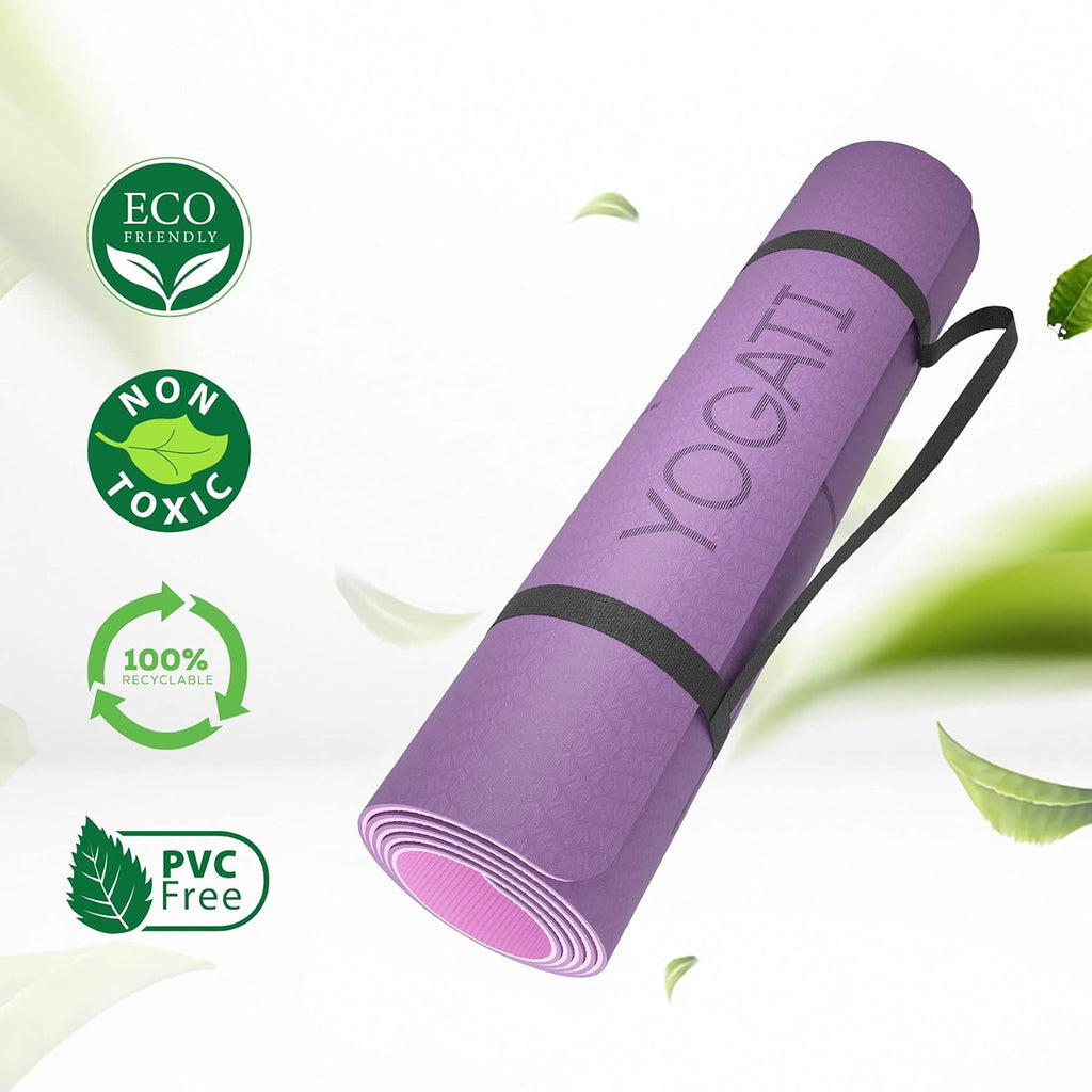 YOGATI Yogamatte rutschfest Gymnastikmatte mit Tragegurt Fitness Matte