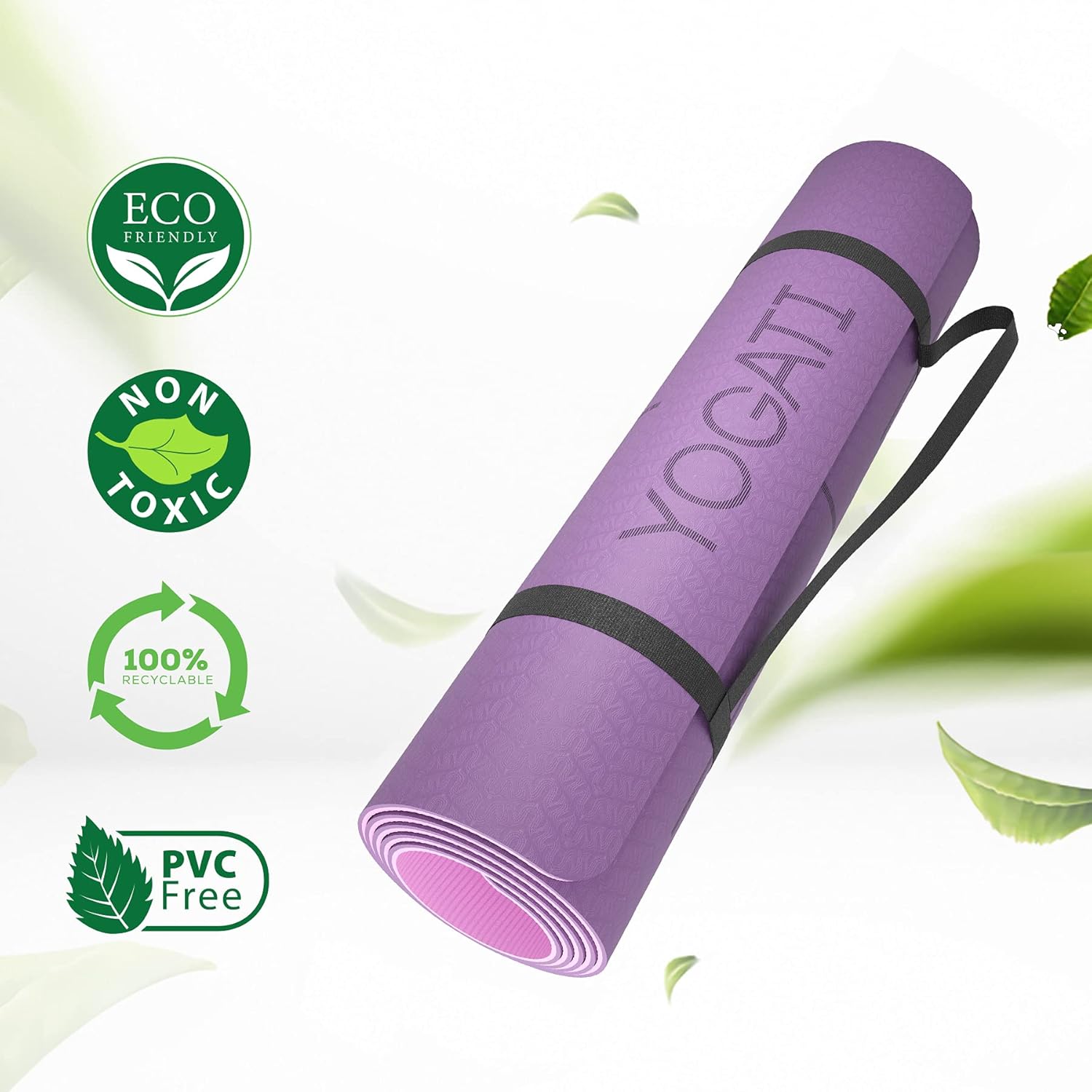 YOGATI Yogamatte rutschfest Gymnastikmatte mit Tragegurt Fitness Matte