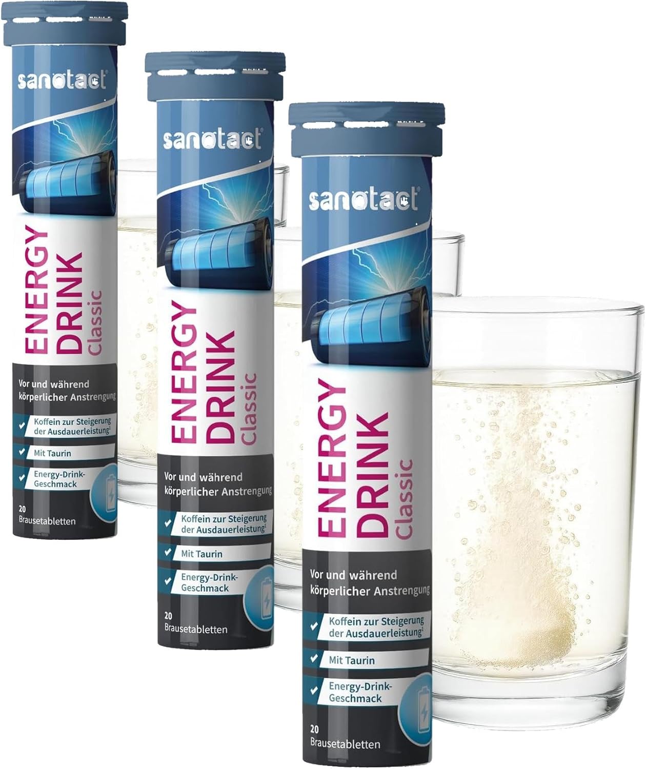 sanotact Brausetabletten Energy Drink - Taurin Koffein B‑Vitamine zuckerf