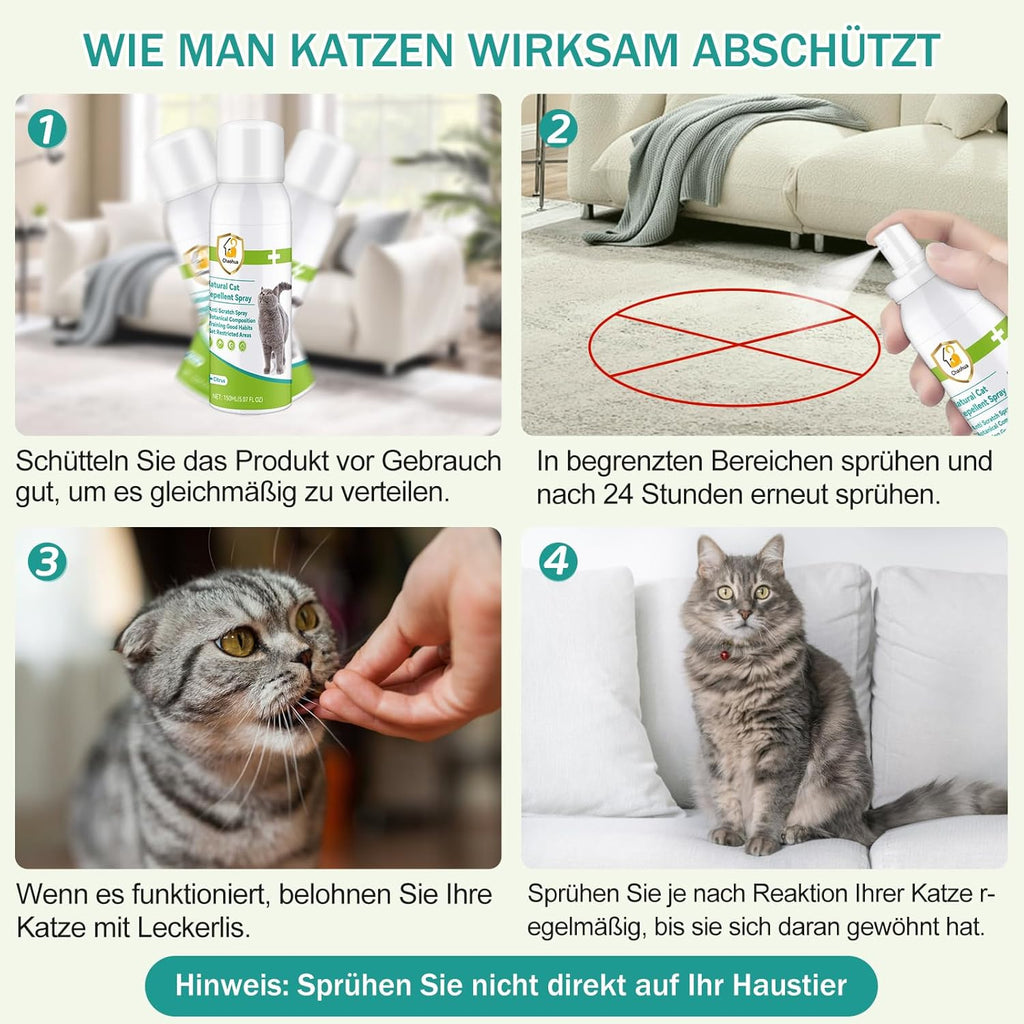 Katzenabwehrspray 150 ml fuer Innen und Aussen - Schutz fuer Moebel und Sofas