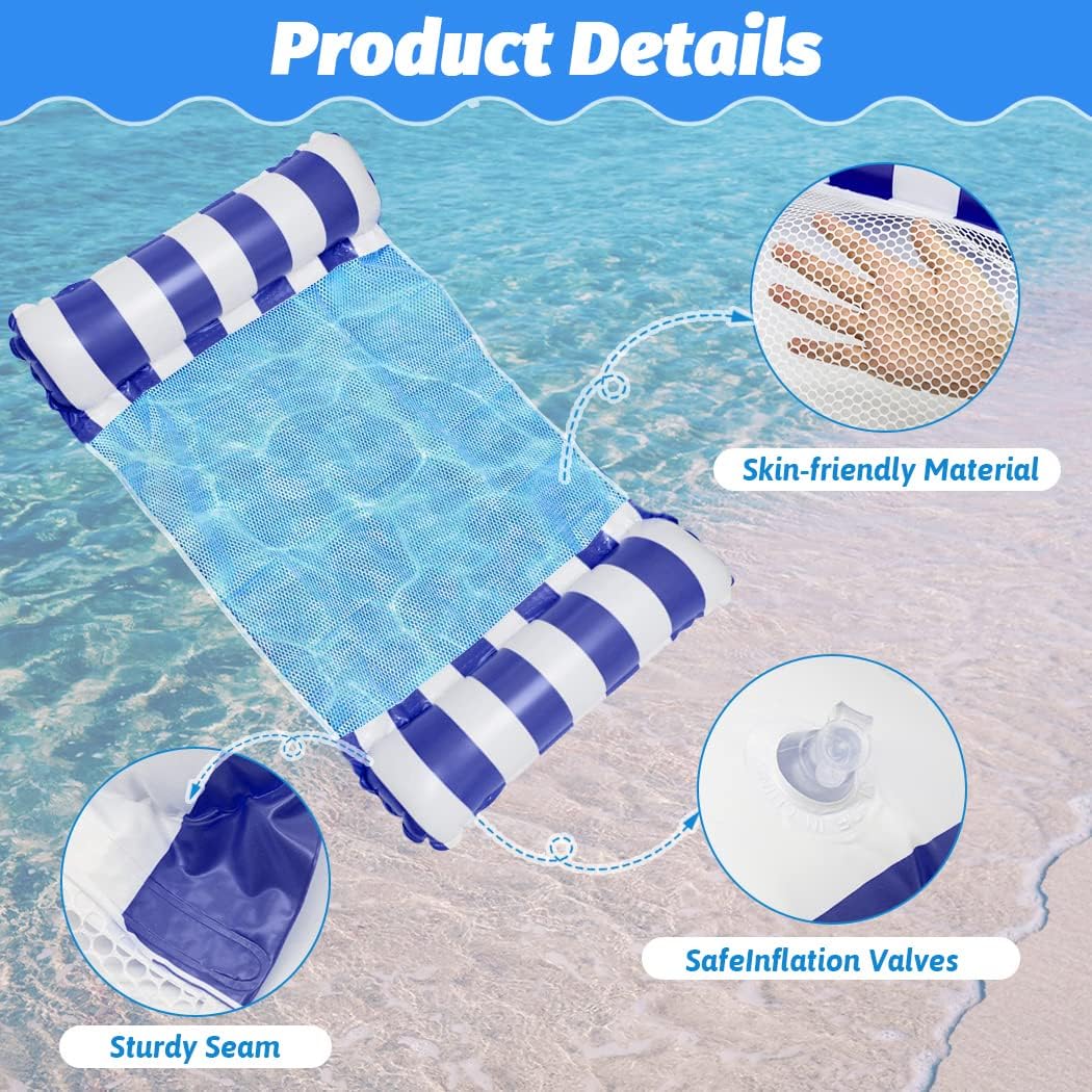 Idota Wasserhaengematte XL 4-in-1 mit Netz, aufblasbar, 2 Stueck