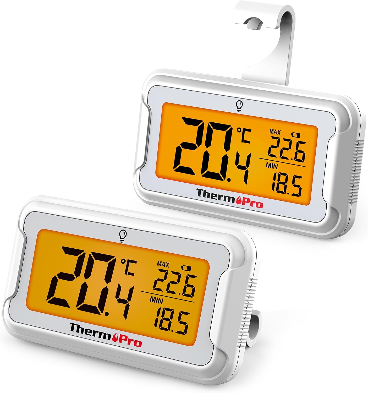 ThermoPro digitales Kuehlschrankthermometer LCD mit Hintergrundbeleuchtung, Max/M
