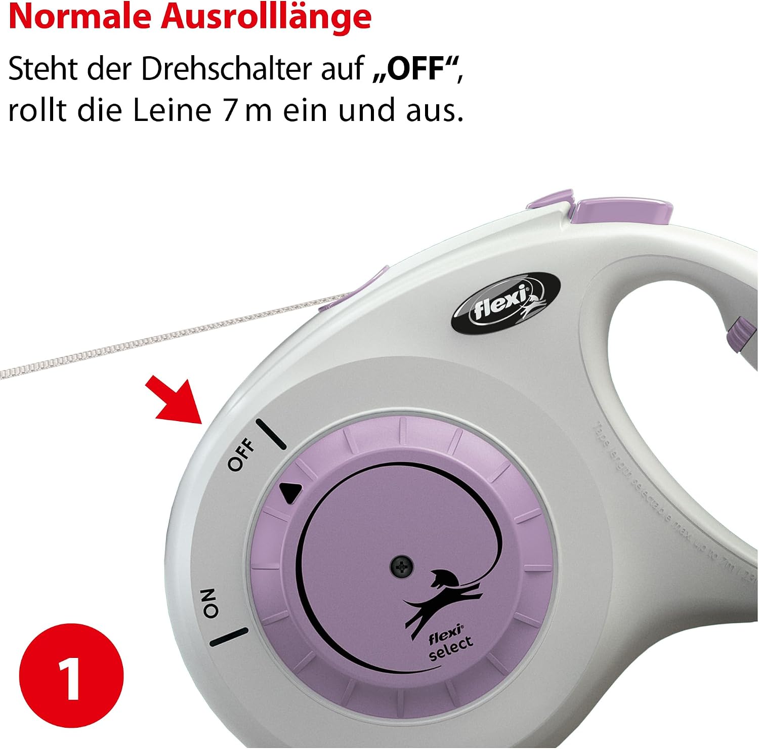 flexi Select M Roll-Leine 0-7 m, verstellbar, Gurt fuer Hunde bis, grau