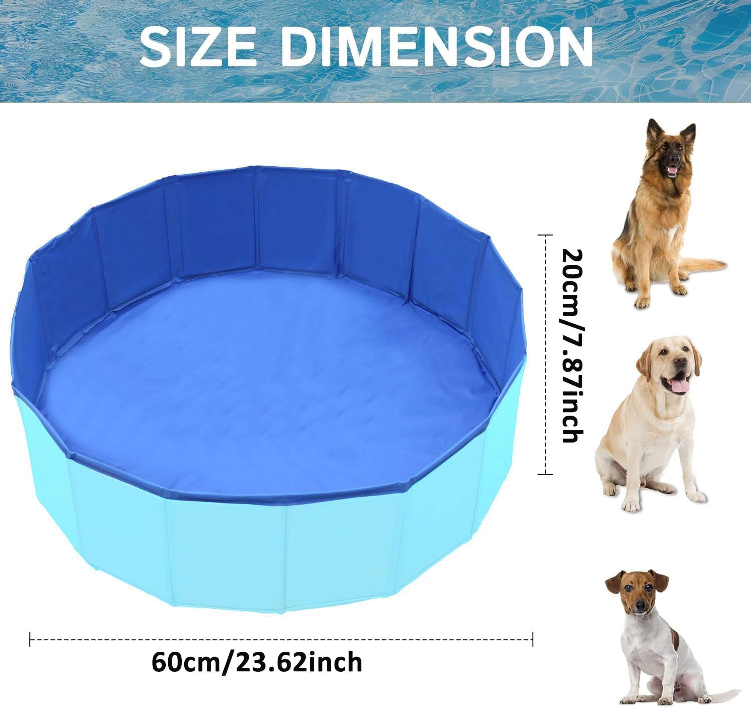 Hundepool faltbar 50x50x10 cm kratzfestes Planschbecken fuer Welpe Katze