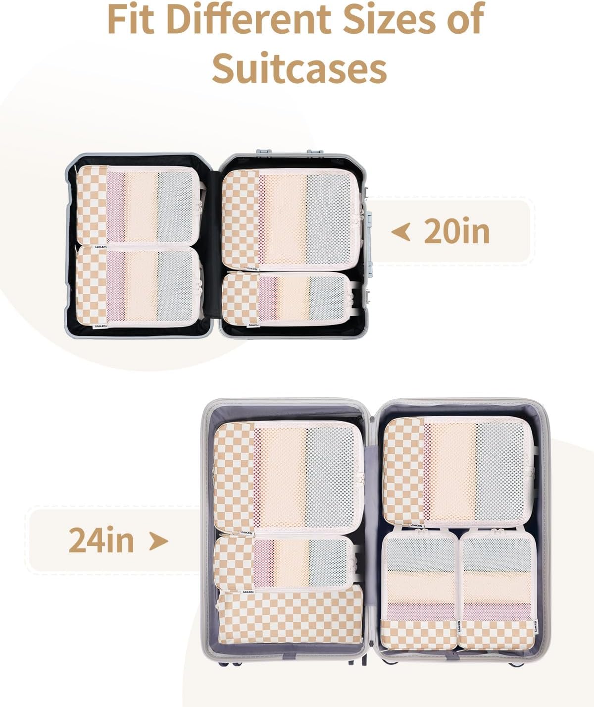 6-teiliges Packwuerfel Set Kompressions Organizer Koffer Reise Taschen