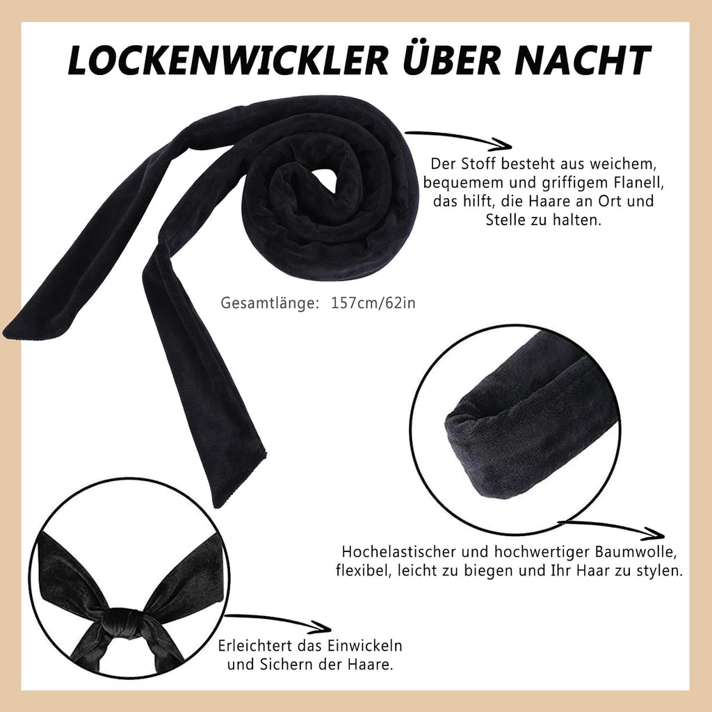 Heatless Curls Lockenwickler schwarz - Locken ohne Hitze ueber Nacht DIY Curler