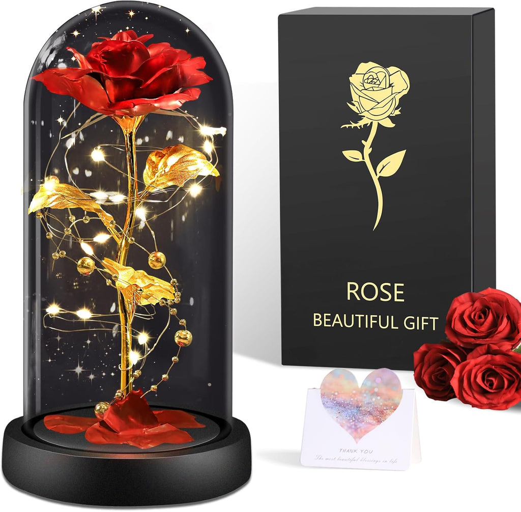 Ewige Rose im Glas Geschenk fuer Frau Freundin Hochzeitstag Dekoration