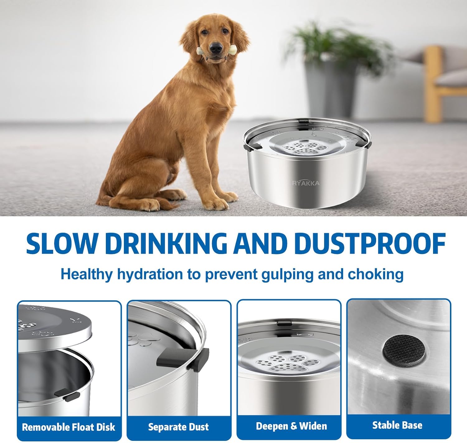 Anti Schling Wassernapf Edelstahl fuer Hunde Slow Feeder Reise Napf