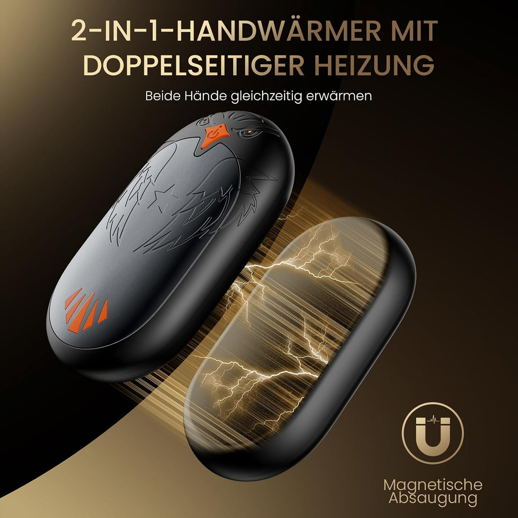 Elektrischer Handwaermer 2er Set wiederaufladbar USB 3 Heizstufen Outdoor