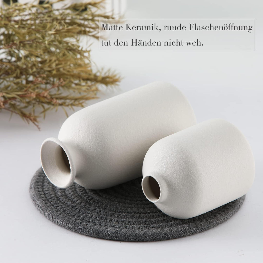 CEMABT Keramik Vasen 3er Set kleine Blumenvasen Deko Pampas Natur