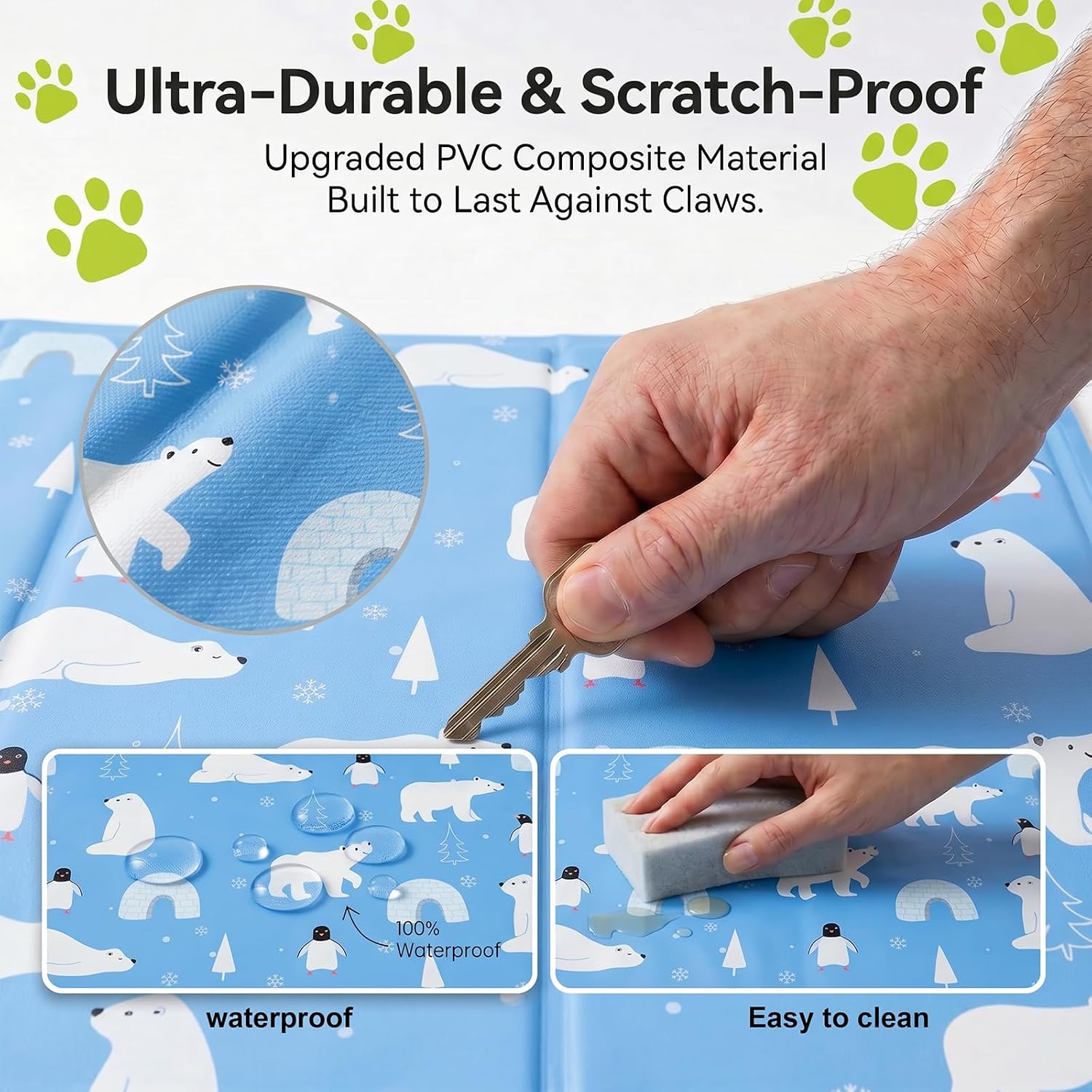 Kuehlmatte Hund Katze 50x60 cm selbstkuehlend Gel waschbar Weiss L