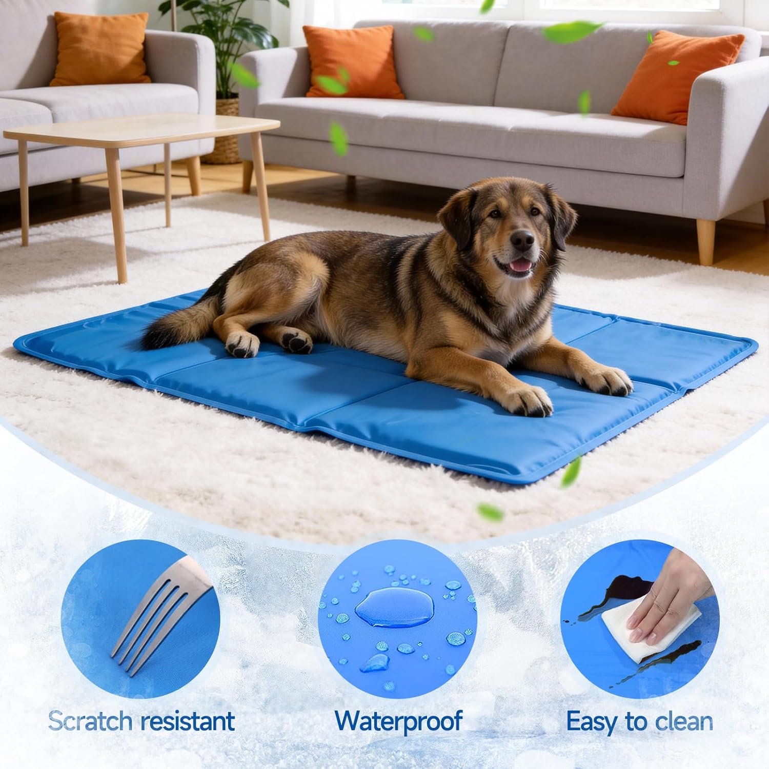 Selbstkuehlende Hundekuehlmatte 65×50 cm wasserdicht faltbar mit Kuehlgel 50cm-65cm