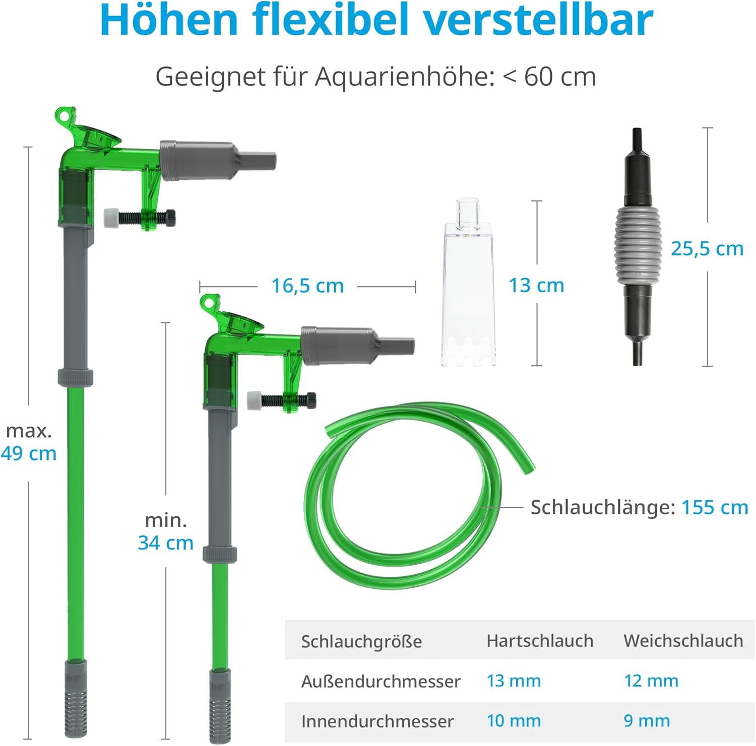 NICREW Aquarium Kiesreiniger Wasserwechsel Handpumpe Bodensauger