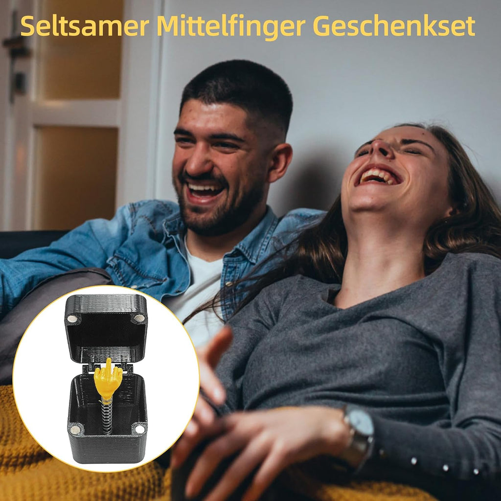 Gartenzwerg mit Mittelfinger Geschenk Prank lustiges Ueberraschungsbox