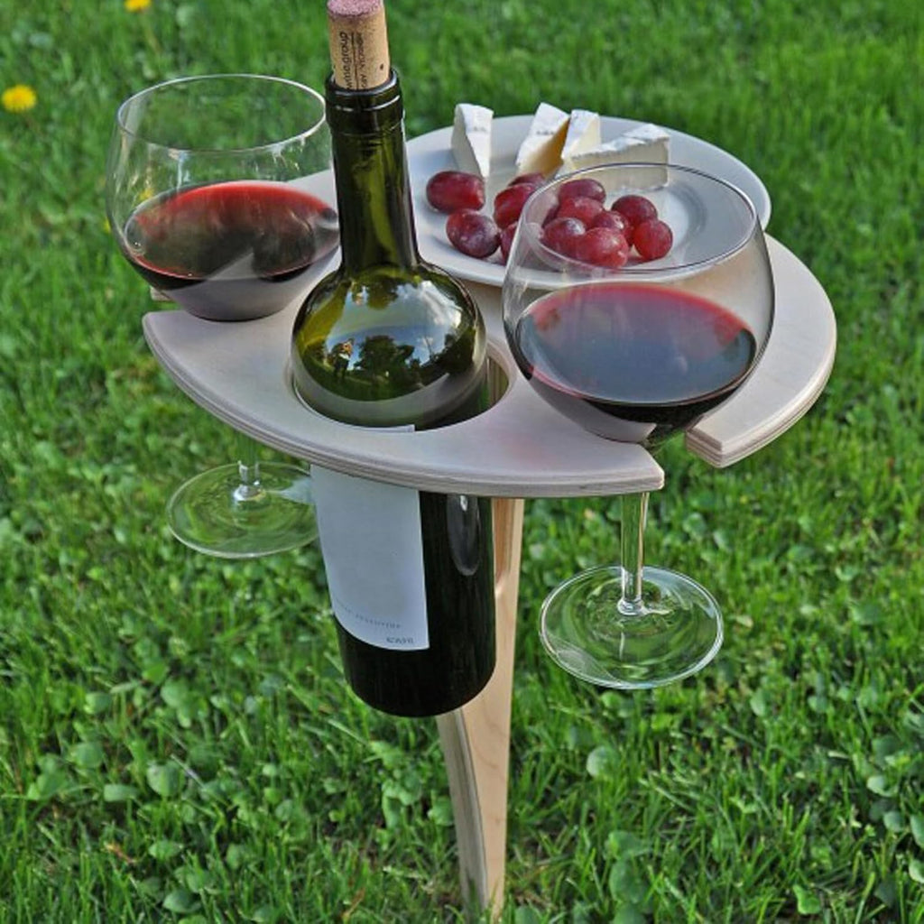 Hyxodjy Klappbarer tragbarer Picknick-Weintisch aus Holz fuer Camping Garten