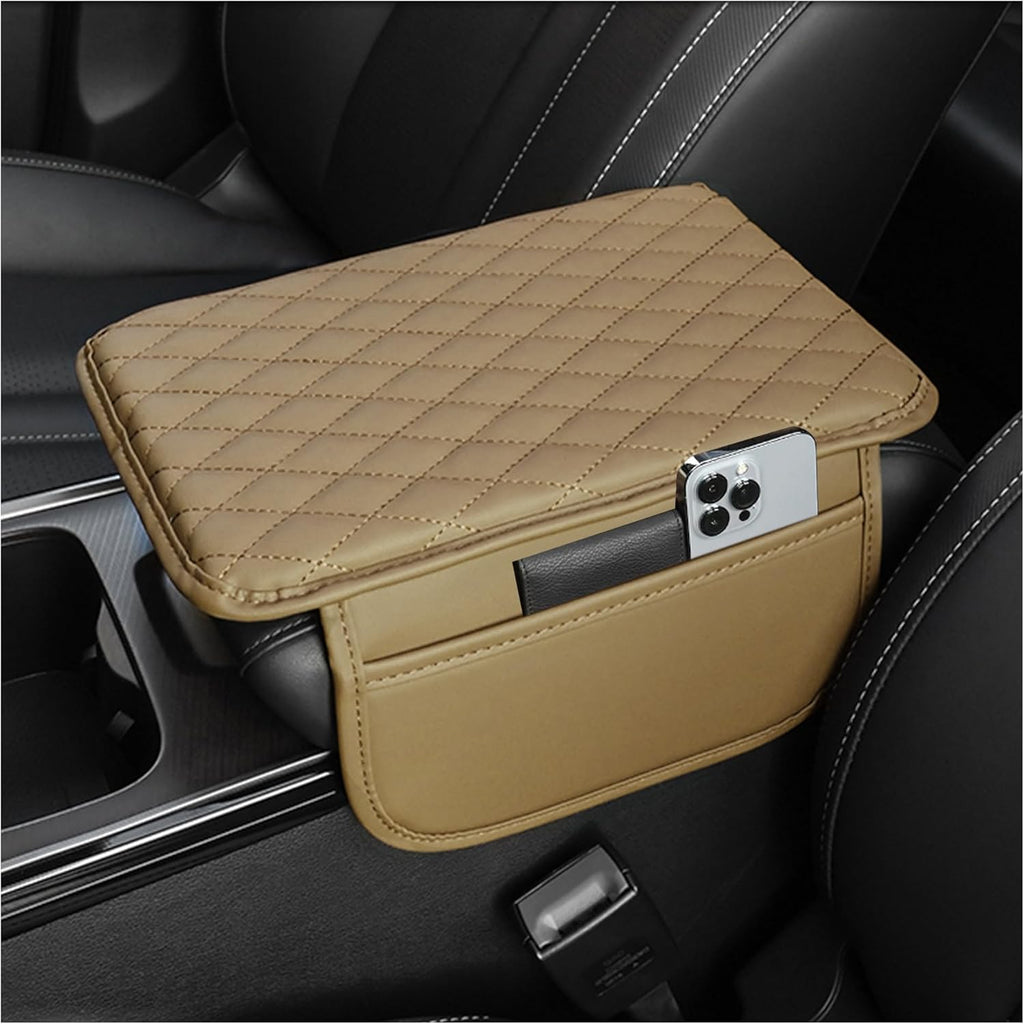 Armlehnenschoner Mittelkonsole Leder Organizer Tasche Schwarz