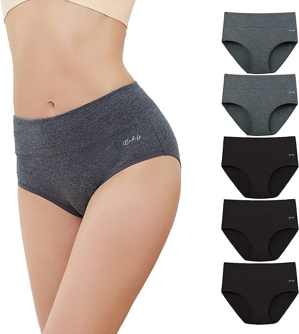 anqier Damen Unterhosen 5er Pack Baumwolle Stretch hohe Taille XS-3XL