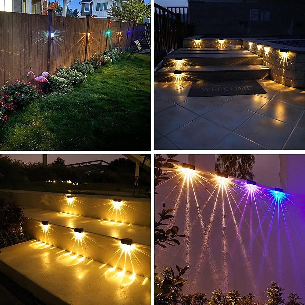 YOFIG Solar Gartenleuchten 4er Set wasserdicht LED Terrasse Stufen 2 Modi