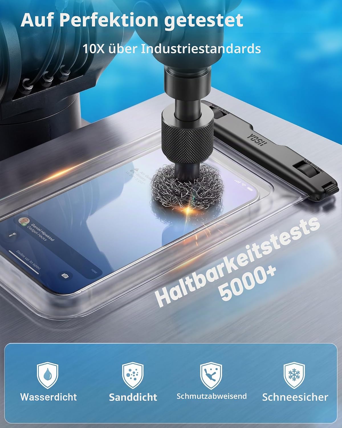 YOSH wasserdichte Handytasche 7,0" IPX8 mit Schluesselband 2er Set durchsichtig