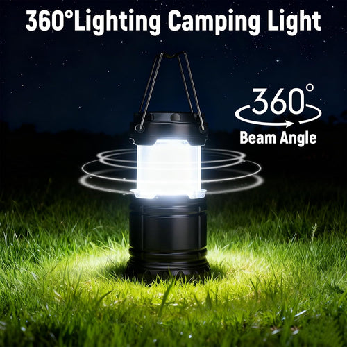 2er Set faltbare LED Campinglampe wasserdicht mit Haken, batteriebetrieben AAA