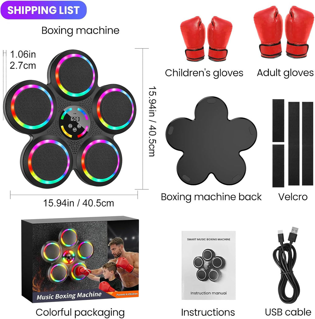 IERAKOR Boxmaschine mit Musik Bluetooth, 2 Handschuhe, LED, 9 Geschwindigkeiten
