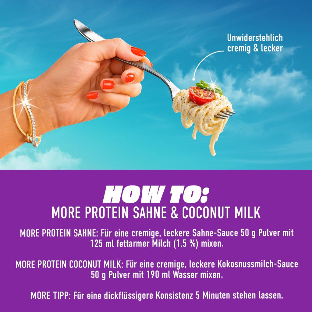 MORE Protein Sahne Pulver Whey-Konzentrat & Casein mit Laktase verschi